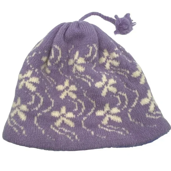 Turtle Fur 100% Merino Wool Beanie Hat & Neck Warmer Set - Purple Floral Knit Turtle Fur Carefree Merino Wool Beanie | REI Co-op main image 2